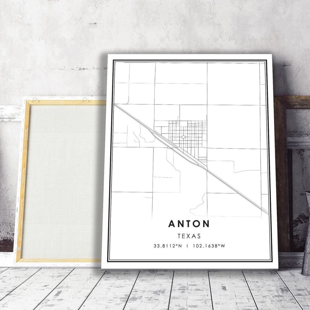 Anton, Texas Modern Map Print