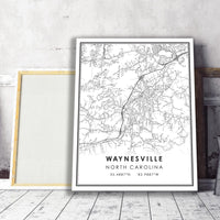 Waynesville, North Carolina Modern Map Print 