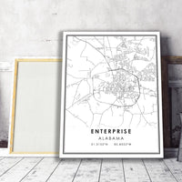 
              Enterprise, Alabama Modern Map Print 
            