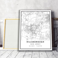 
              Hillsborough, New Jersey Modern Map Print 
            