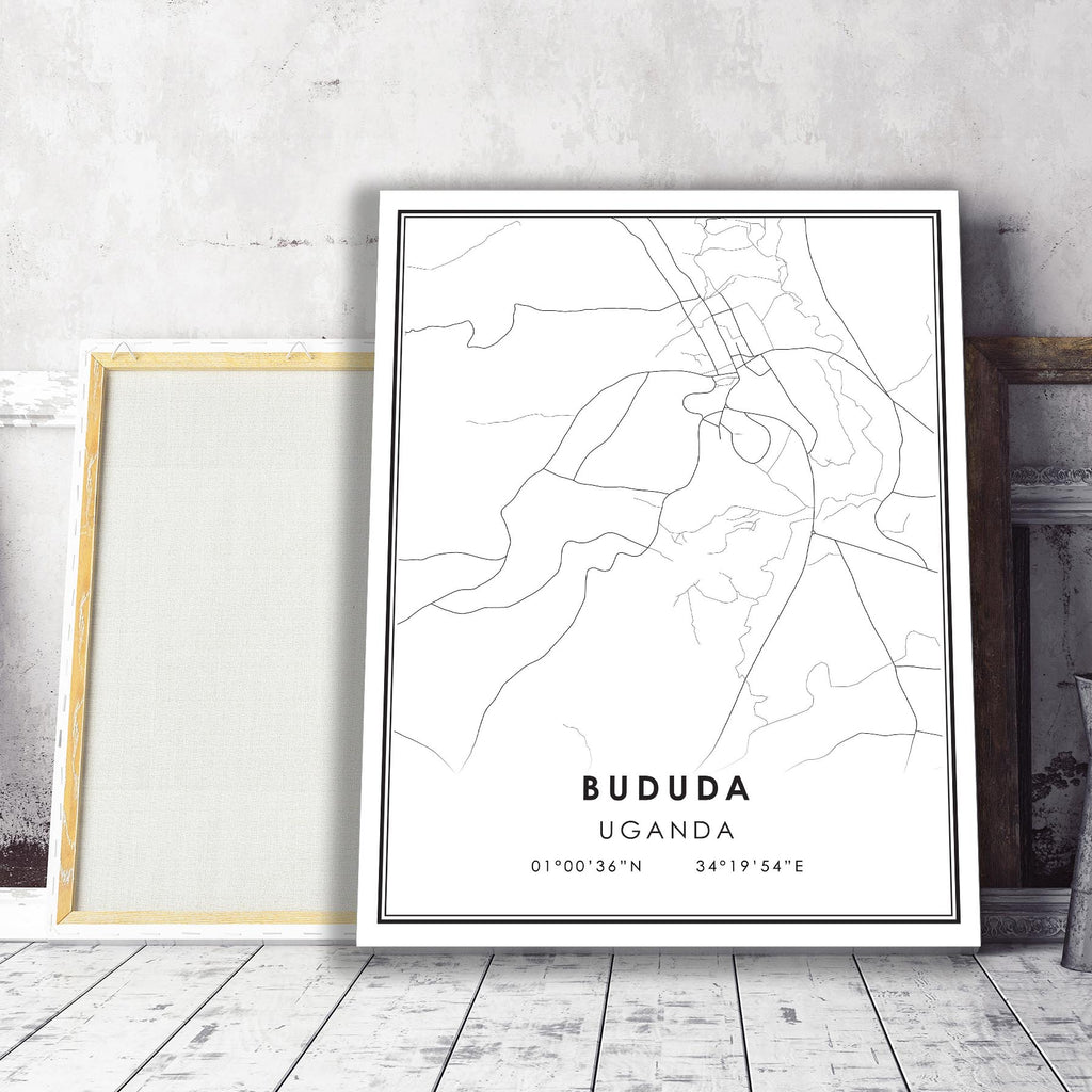 Bududa, Uganda Modern Style Map Print 