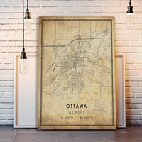 
              Ottawa, Illinois Vintage Style Map Print 
            