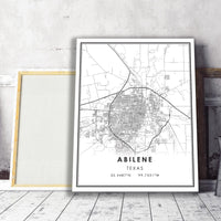 Abilene, Texas Modern Map Print 