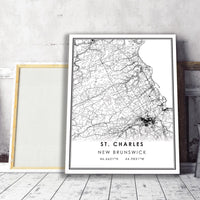 
              St. Charles, New Brunswick Modern Map Print 
            