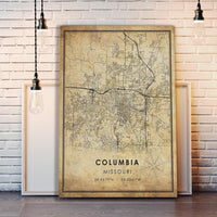 
              Columbia, Missouri Vintage Style Map Print 
            
