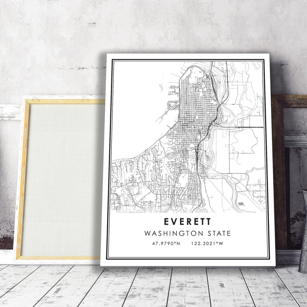 Everett, Washington State Modern Map Print 