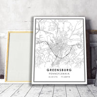 
              Greensburg, Pennsylvania Modern Map Print 
            