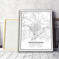 Greensburg, Pennsylvania Modern Map Print 
