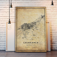 
              Casablanca, Morocco Vintage Style Map Print 
            