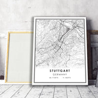 
              Stuttgart, Germany Modern Style Map Print 
            