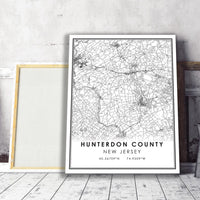 
              Hunterdon County, New Jersey Modern Map Print 
            