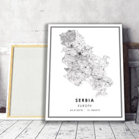 
              Serbia, Europe Modern Style Map Print 
            