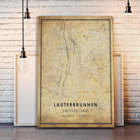 
              Lauterbrunnen, Switzerland Vintage Style Map Print 
            