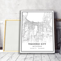 
              Traverse City, Michigan Modern Map Print 
            