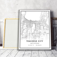 Traverse City, Michigan Modern Map Print 