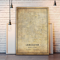 
              Lancaster, New York Vintage Style Map Print 
            