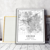 
              Lincoln, Nebraska Modern Map Print 
            