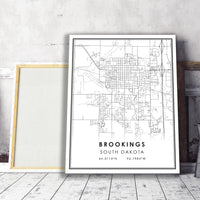 
              Brookings, South Dakota Modern Map Print 
            