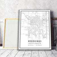 Brookings, South Dakota Modern Map Print 