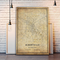 
              Albertville, Alabama Vintage Style Map Print 
            