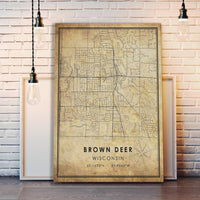 
              Brown Deer, Wisconsin Vintage Style Map Print 
            