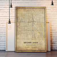 Brown Deer, Wisconsin Vintage Style Map Print 