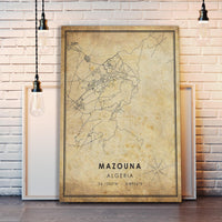 Mazouna, Algeria Vintage Style Map Print 