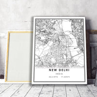 
              New Delhi, India Modern Style Map Print 
            