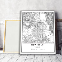 New Delhi, India Modern Style Map Print 