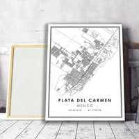 Playa del Carmen, Mexico Modern Style Map Print 