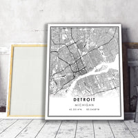 
              Detroit, Michigan Modern Map Print 
            