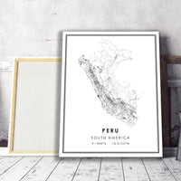 
              Peru, South America Modern Style Map Print 
            