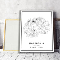 
              Macedonia, Europe Modern Style Map Print 
            