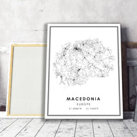 Macedonia, Europe Modern Style Map Print 