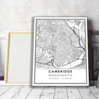 Cambridge, Massachusetts Modern Map Print 