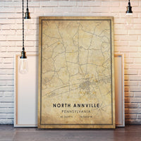 North Annville, Pennsylvania Vintage Style Map Print 