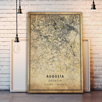 Augusta, Georgia Vintage Style Map Print 