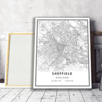 
              Sheffield, England Modern Style Map Print 
            