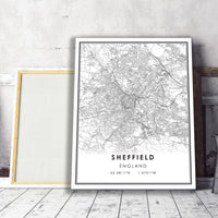 Sheffield, England Modern Style Map Print 