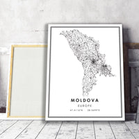 Moldova, Europe Modern Style Map Print