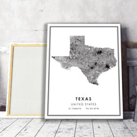 Texas, United States Modern Style Map Print