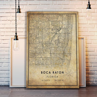 
              Boca Raton, Florida Vintage Style Map Print 
            