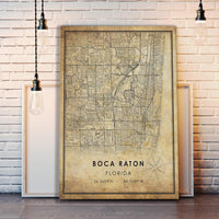 Boca Raton, Florida Vintage Style Map Print 