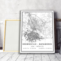 
              Brownsville–Matamoros, Usa-Mexico Modern Map Print 
            