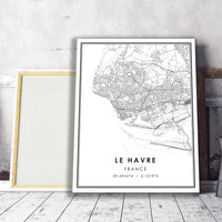 Le Havre, France Modern Style Map Print 