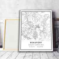 Beaufort, South Carolina Modern Map Print