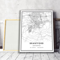 Brantford, Ontario Modern Style Map Print 