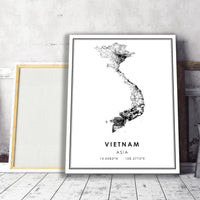 Vietnam, Asia Modern Style Map Print