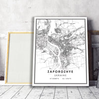 
              Zaporozhye, Ukraine Modern Style Map Print 
            