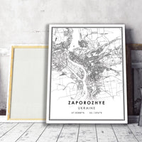 Zaporozhye, Ukraine Modern Style Map Print 